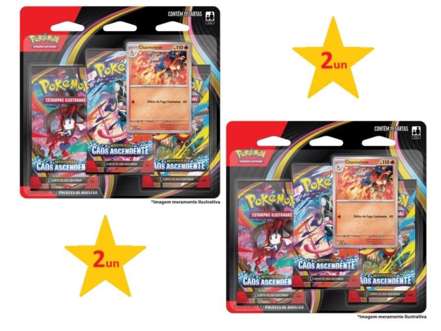 Dois Blister Triplo Pokémon ME04 Caos Ascendente