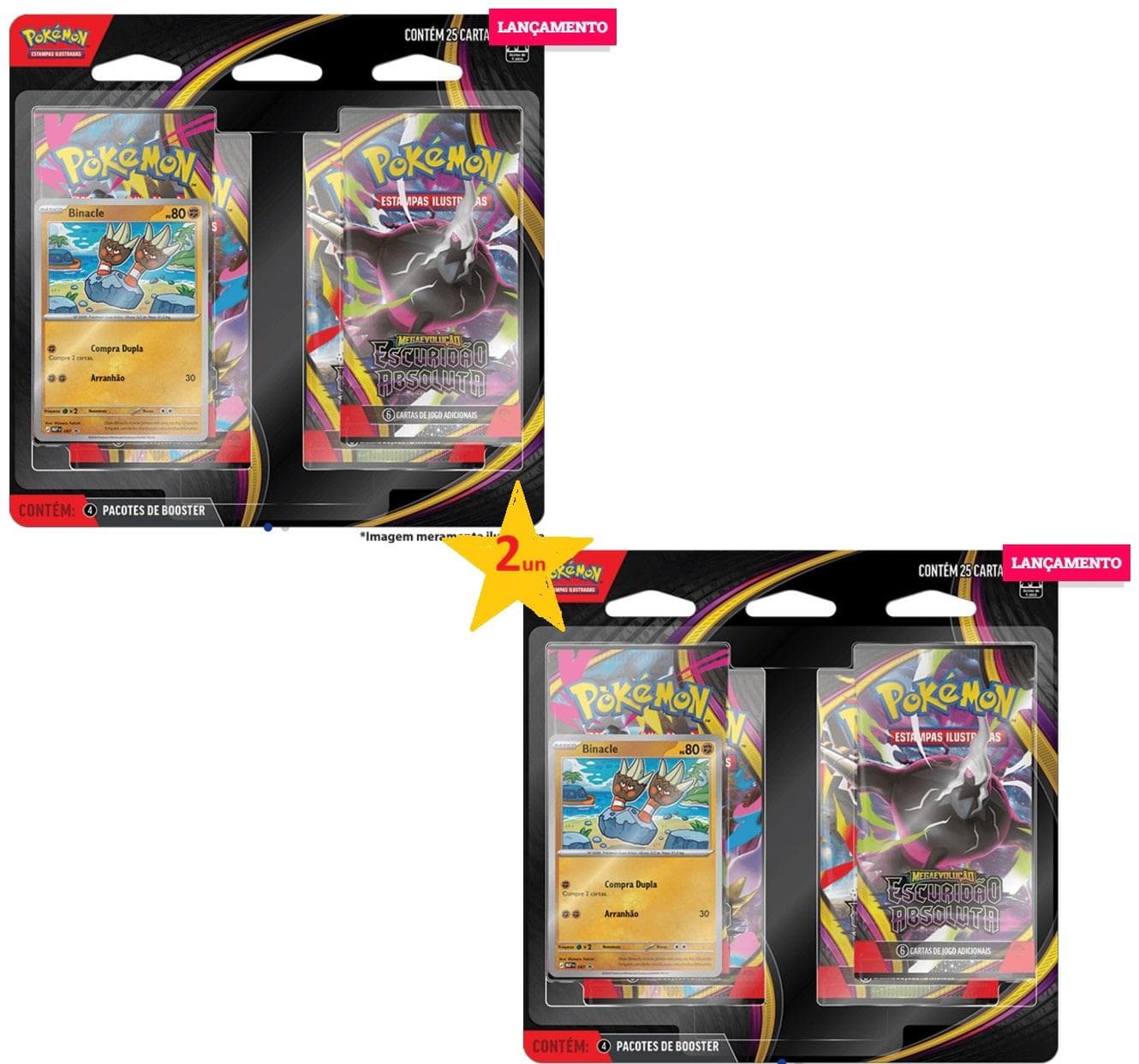 Dois Blister Quadrúplo Pokémon ME05 Escuridão Absoluta